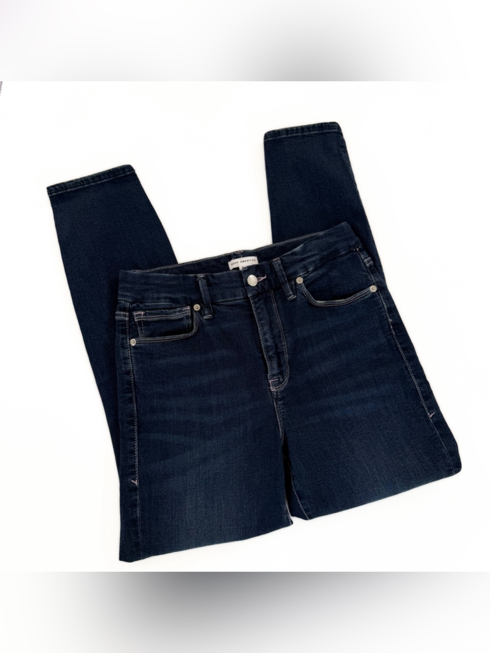 Good American Jeans Womens 28 6 Good Legs Skinny High Rise Pink Stitching - Picture 2 of 7